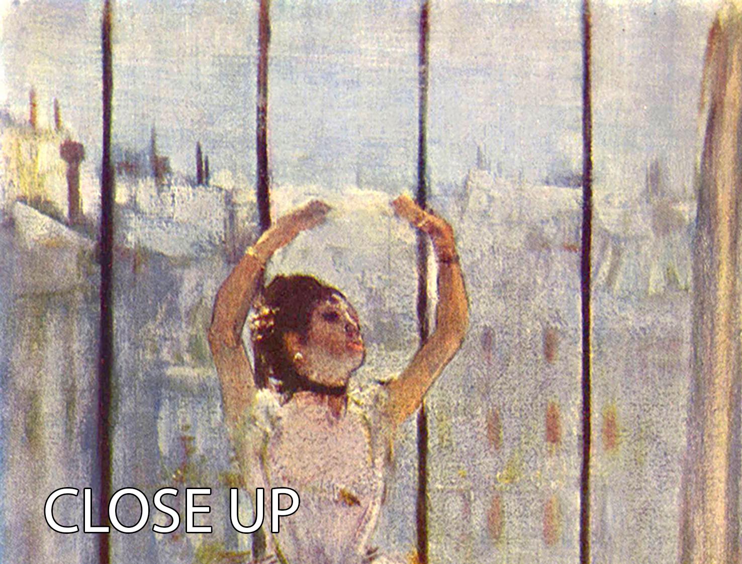 Three-panel canvas print of Degas' 'The Dancer at the Photographer', showcasing a graceful ballet dancer in motion.